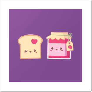 Spread Love, Cute Bread Toast and Strawberry Jam Posters and Art